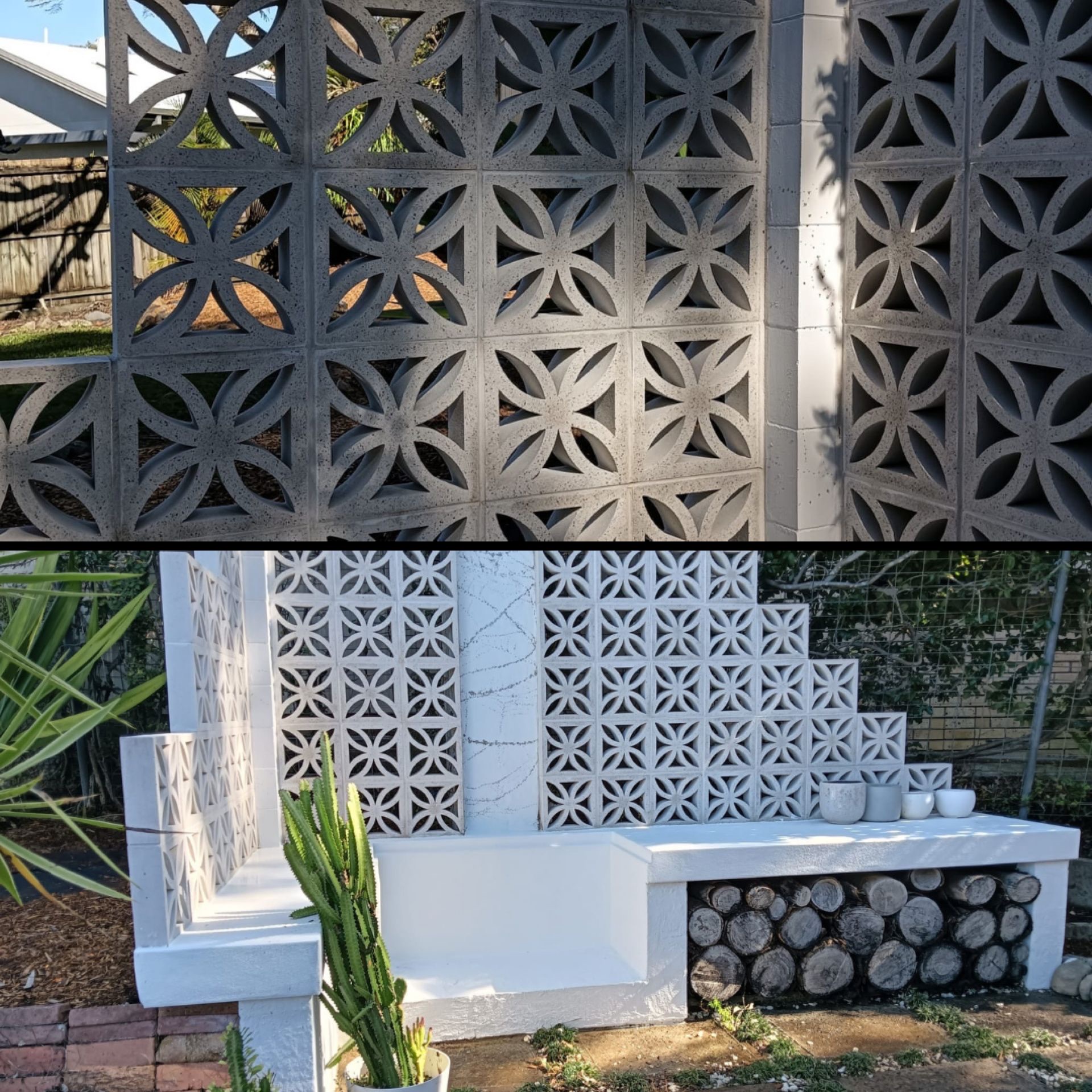 Breeze Block Feature Wall & Bench — Soft Wash Restoration