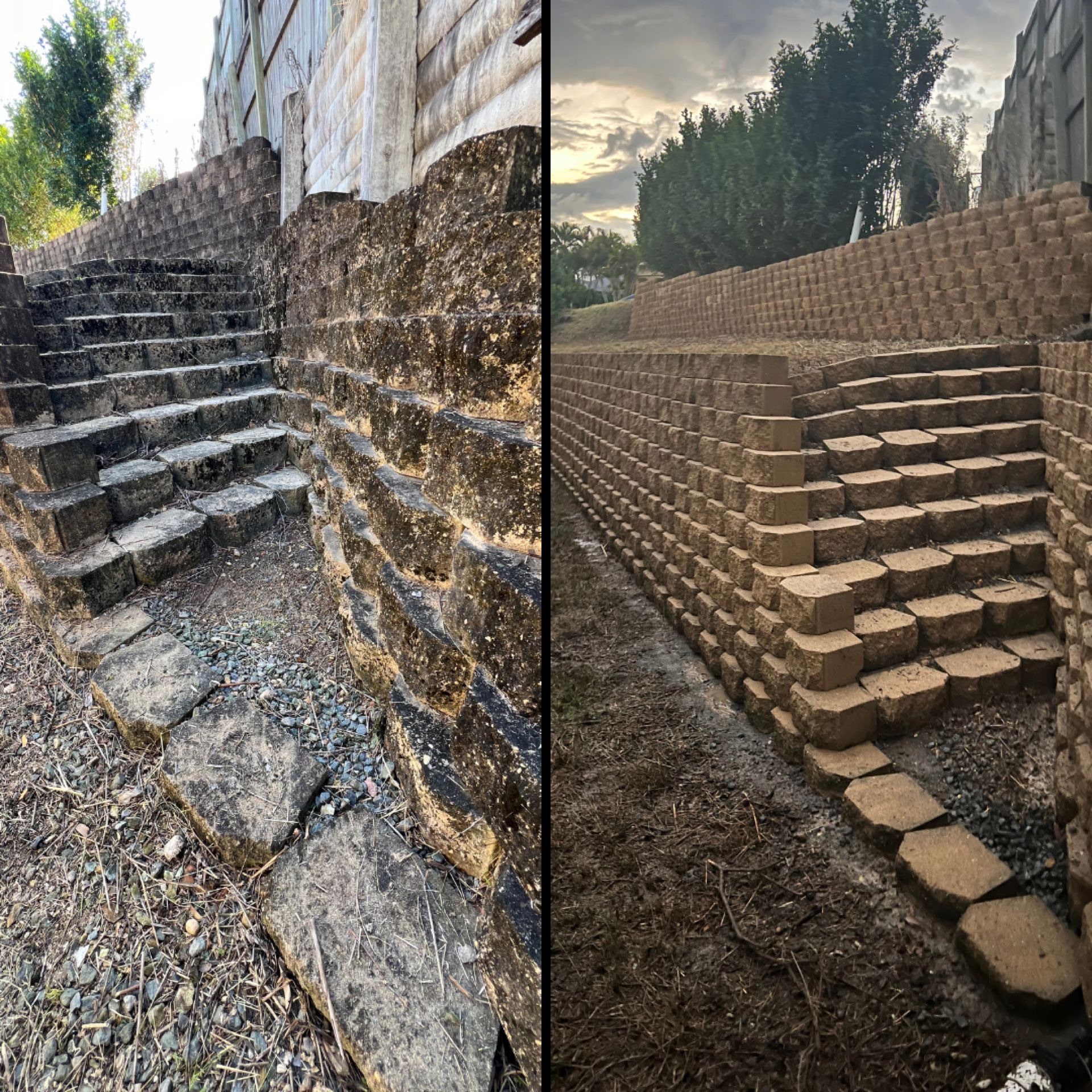 Stone Retaining Wall & Staircase Restoration