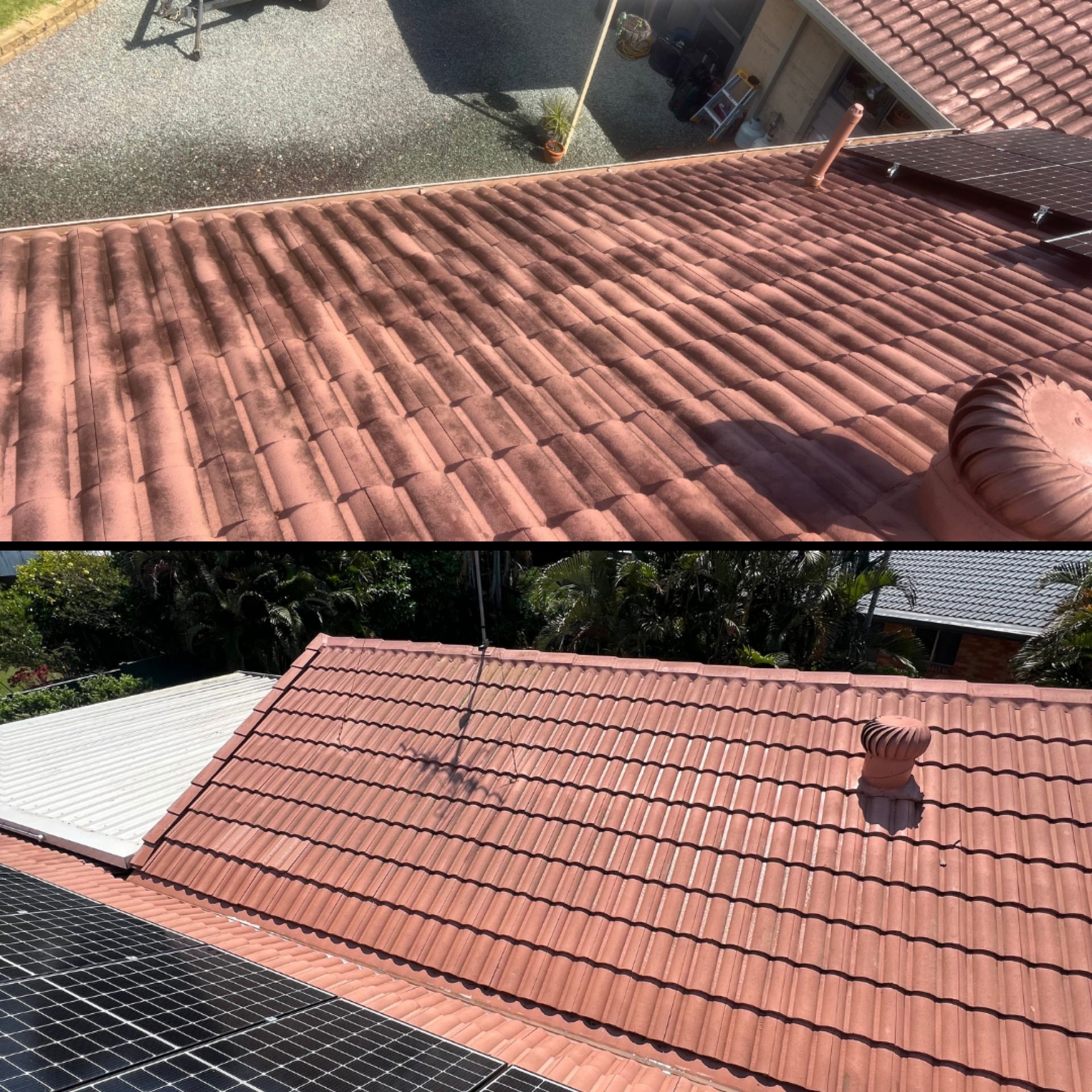 Terracotta Tile Roof Soft Wash — Gold Coast Residential